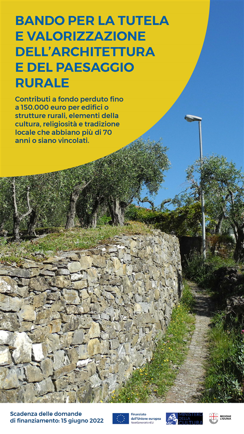Regione Liguria, con deliberazione n. 346 in data 21 aprile 2022 ha emanato un avviso pubblico per la concessione di contributi per il recupero dell'architettura rurale.